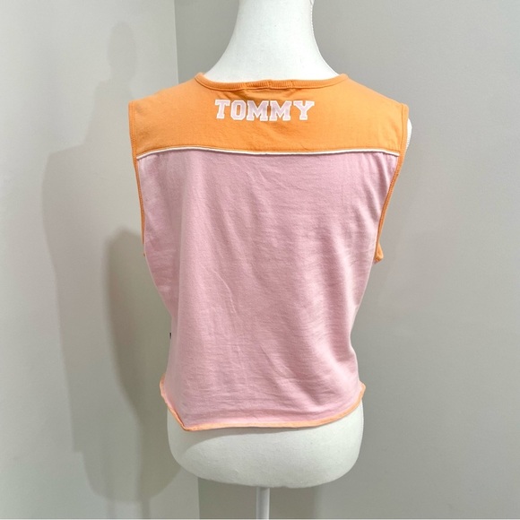 Vintage Y2K Tommy Hilfiger Varsity Preppy pink and Orange Cropped Top Size Large - Picture 3 of 8